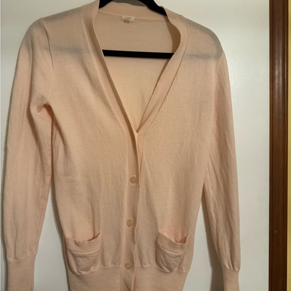 J.Crew 100 percent Merino Wool V-Neck Cardigan Soft Peach – Medium